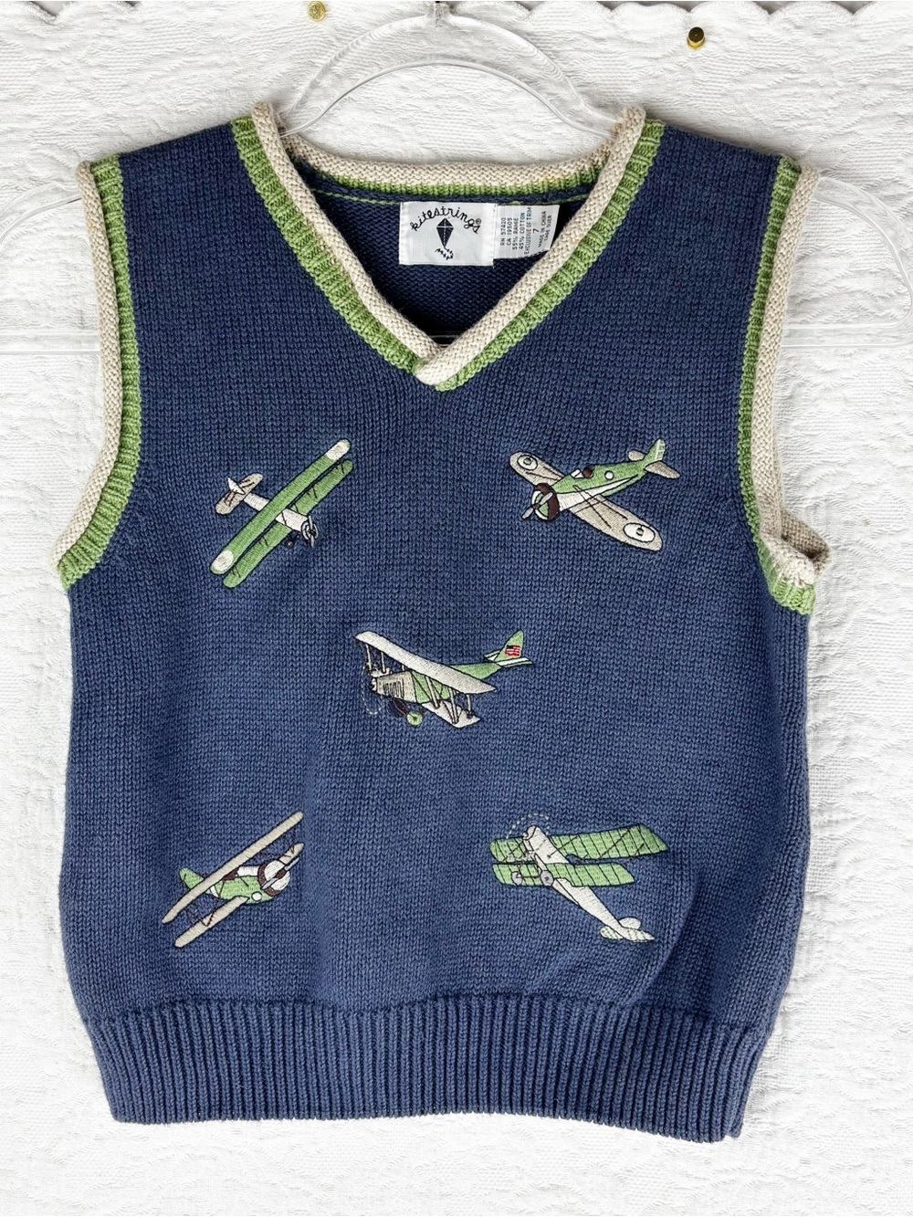 Boys Kitestrings Harstrings Airplanes Sweater Vest Vintage size 7
